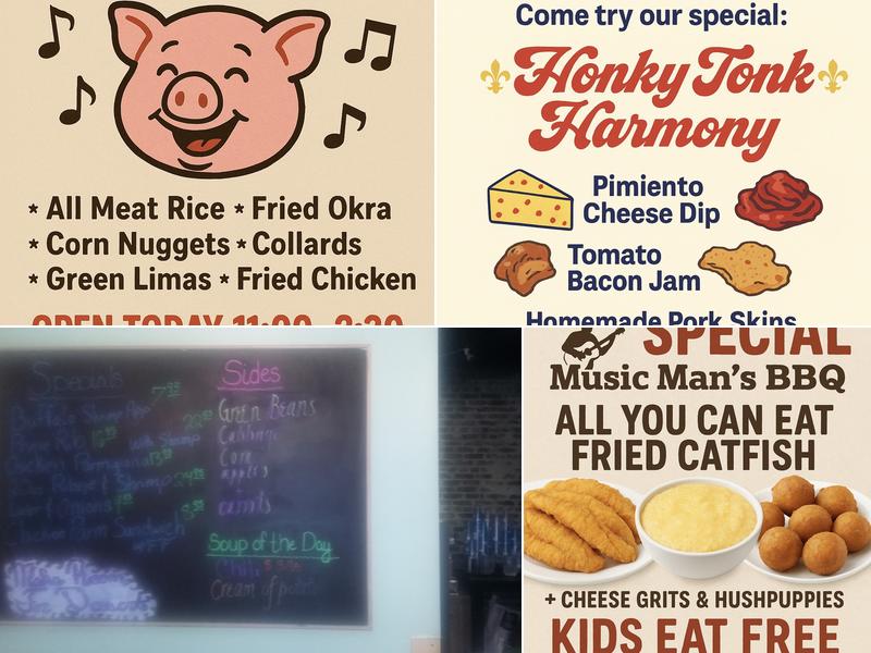 Music Man's Bar-B-Que Menu