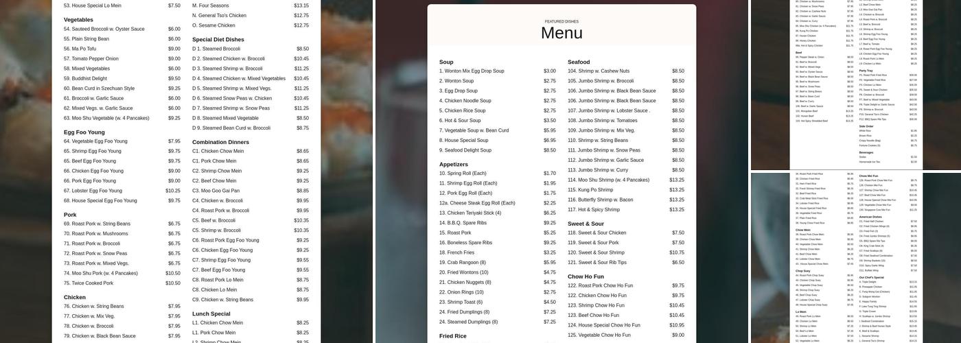 Ho Choi Chinese Restaurant Menu