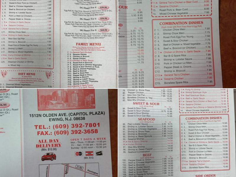 Sing Lee Restaurant Menu