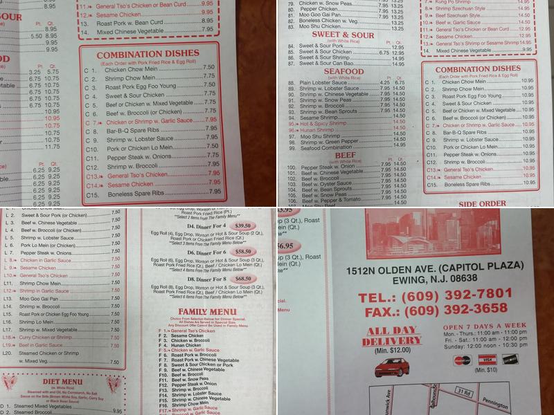 Sing Lee Restaurant Menu