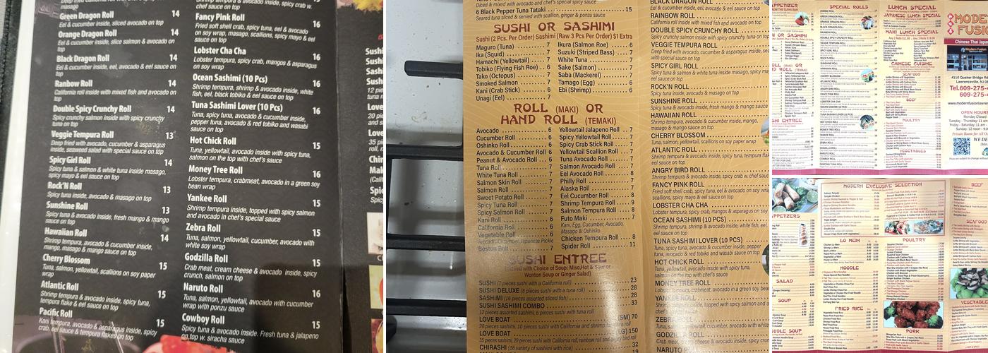 Modern Fusion Menu