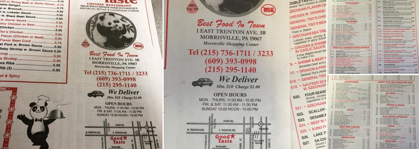 Good Taste Chinese Restaurant Menu