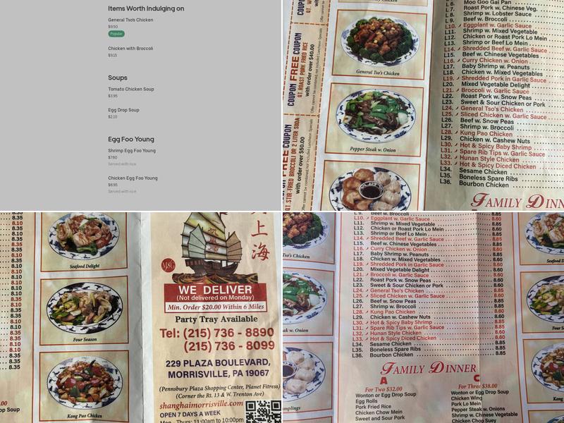 Great Shanghai Menu