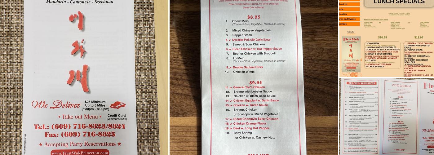 First Wok Chinese Restaurant Menu