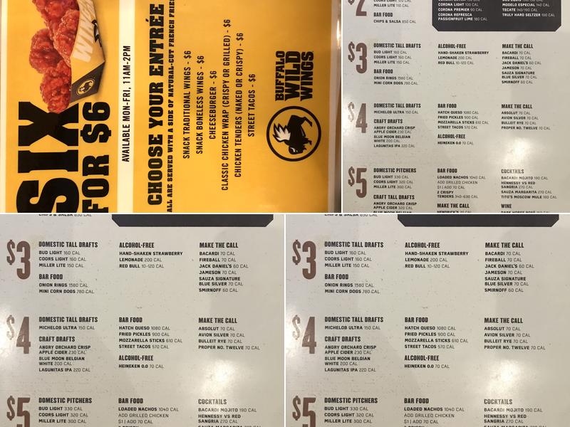 Buffalo Wild Wings Menu
