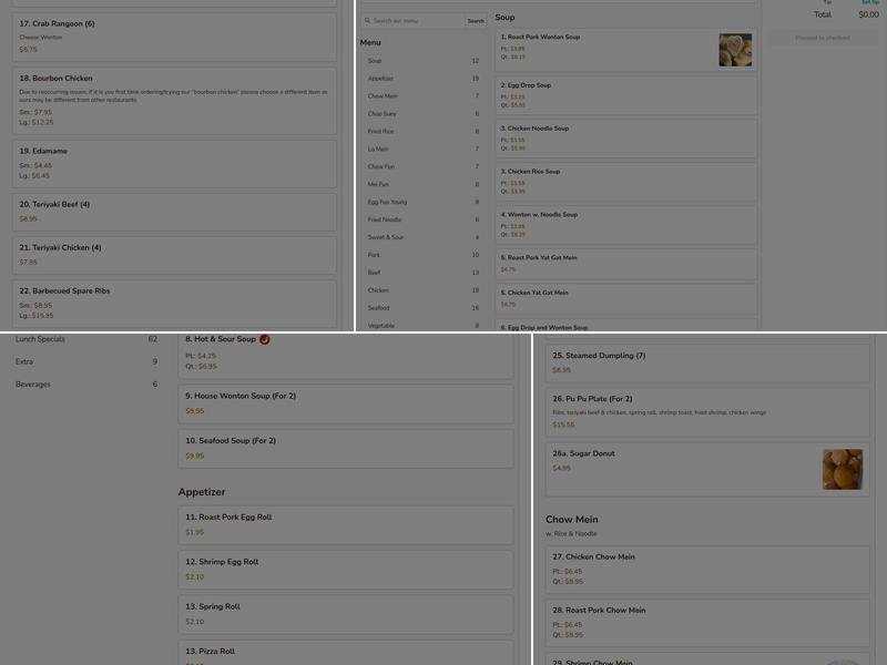 Zhang's New China House Menu