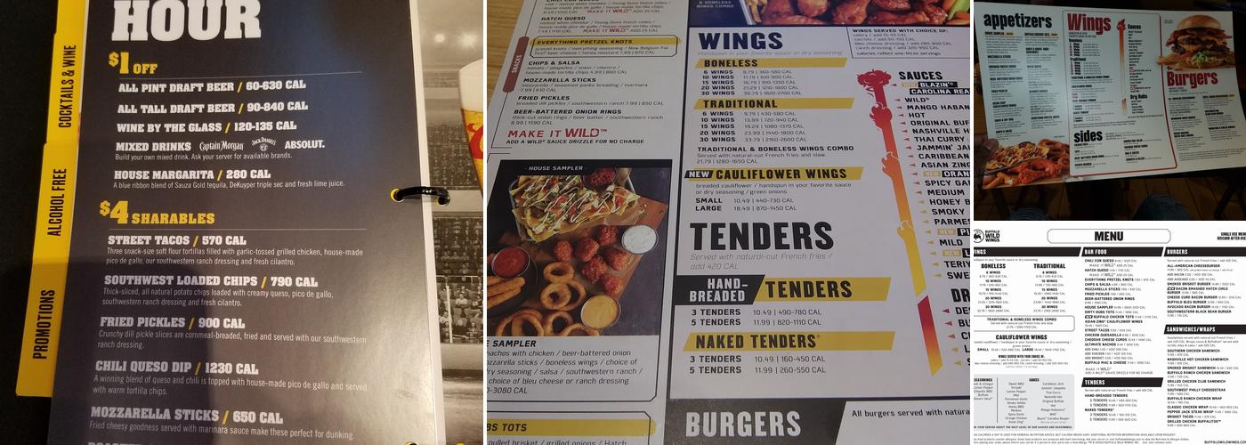 Buffalo Wild Wings Menu
