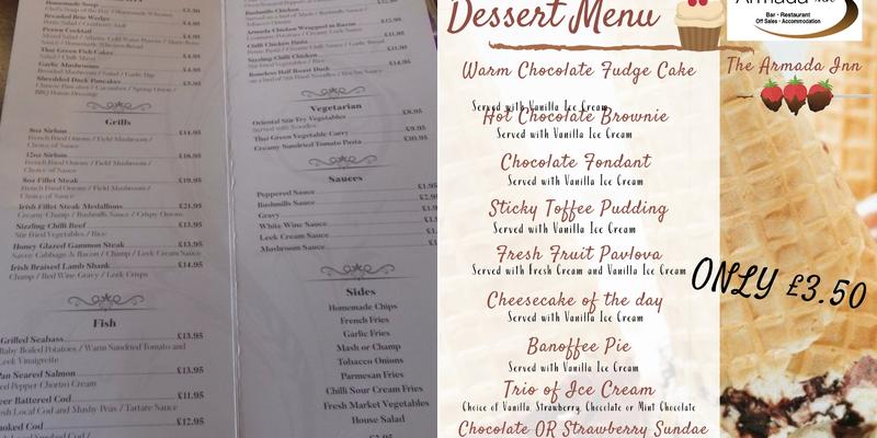 The Armada Inn Menu