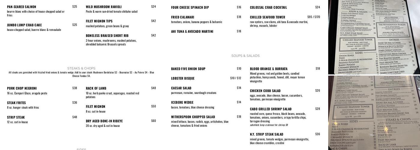 Witherspoon Grill Menu