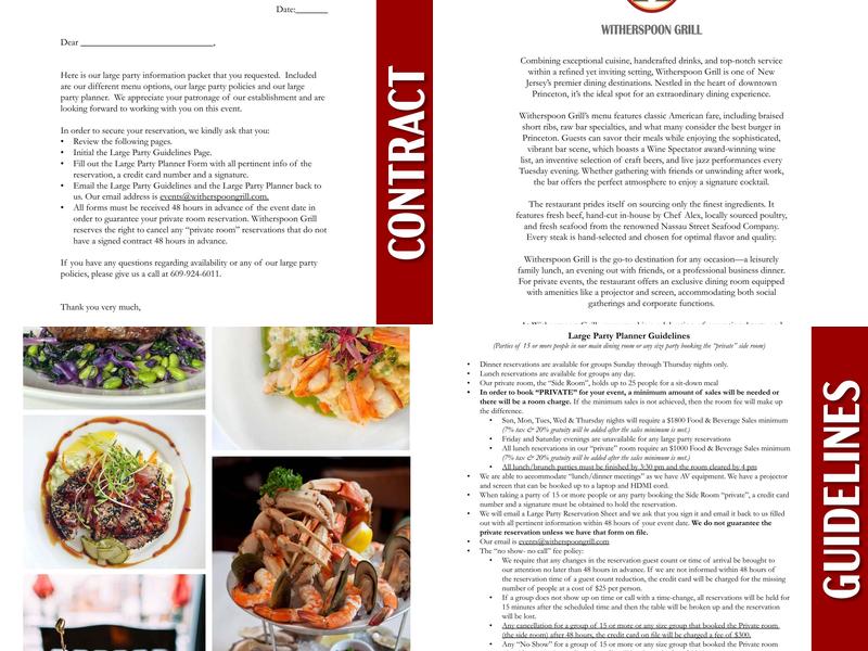 Witherspoon Grill Menu