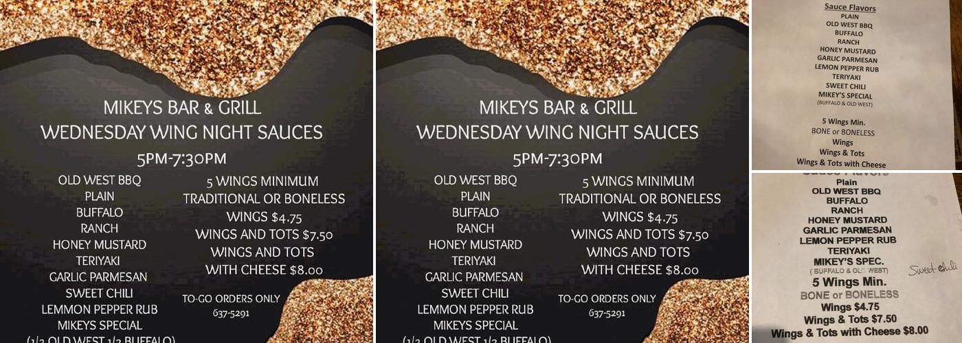 mikey's bar and grill Menu