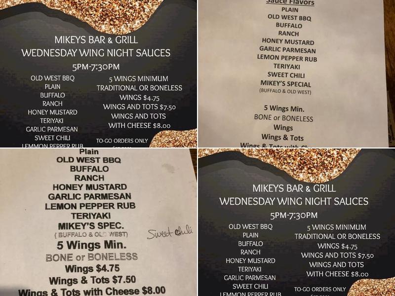 mikey's bar and grill Menu