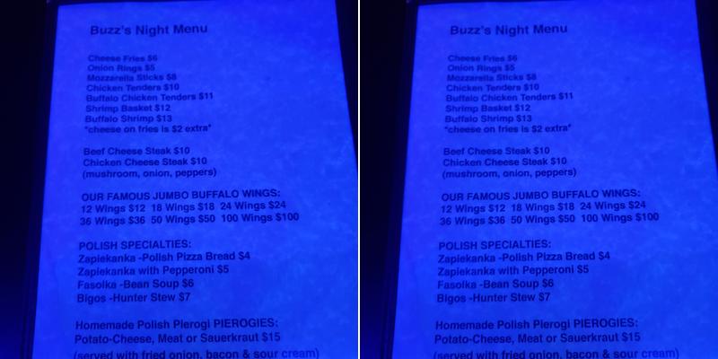 The Buzz Bar & Lounge Menu