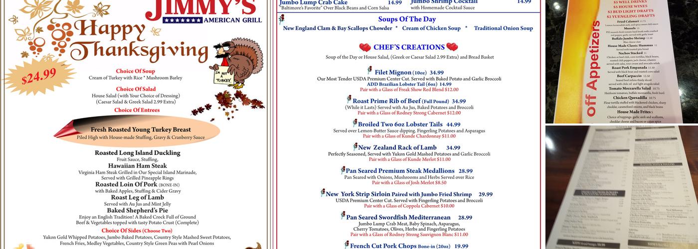 Jimmy's American Grill Menu