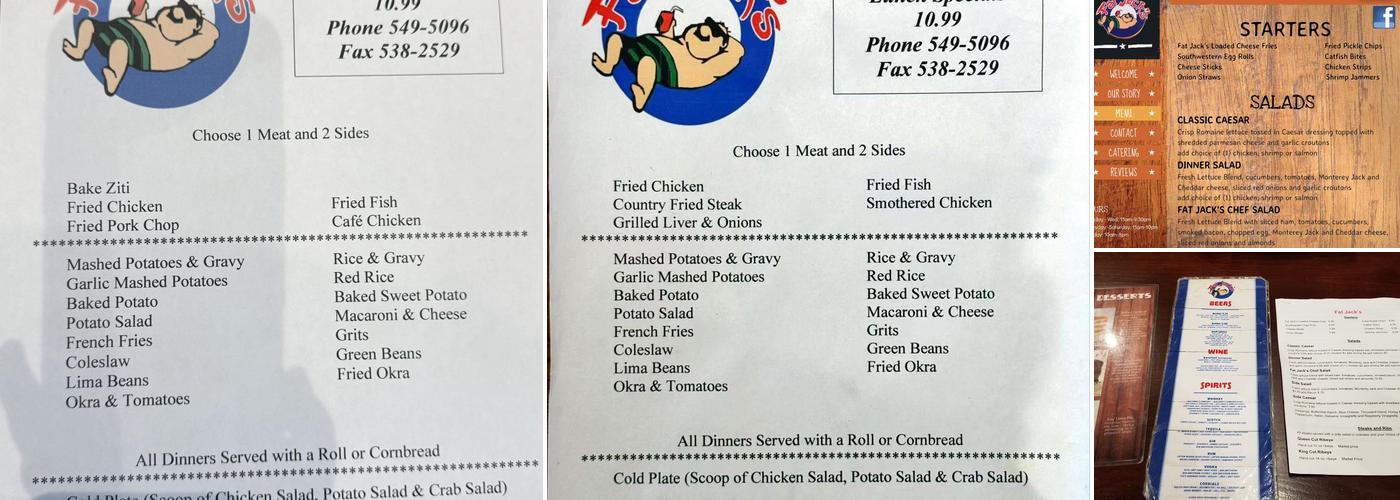 Fat Jack's Menu