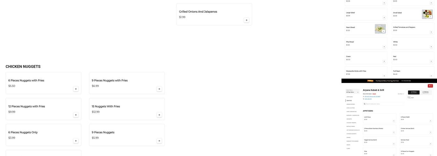 Aryana Kabab & Grill Menu
