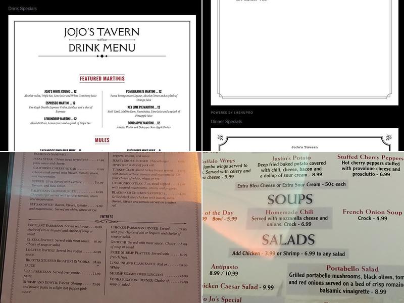 JoJo's Tavern Menu