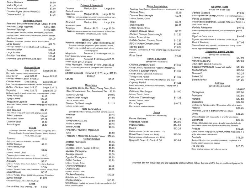 Scotto & Crimani Menu
