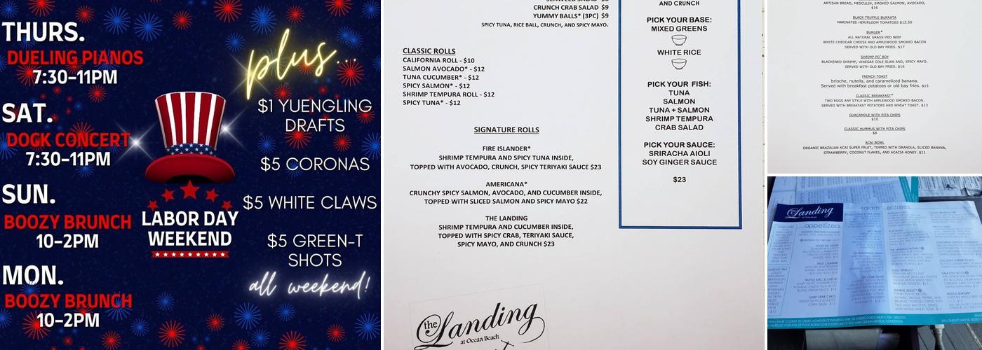 The Landing at Ocean Beach Menu