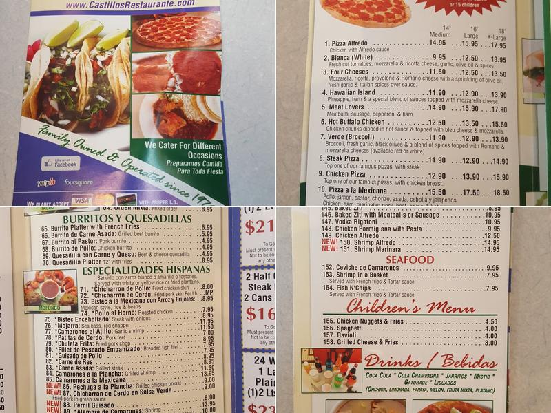 Castillo's Pizzería-Restaurant Menu