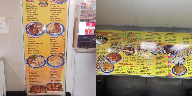 Papi's Pizza Menu