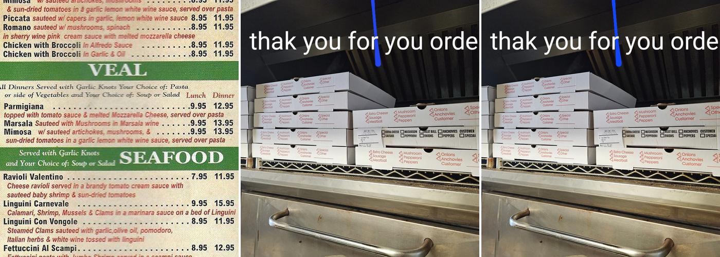 Bambino's Pizza Menu