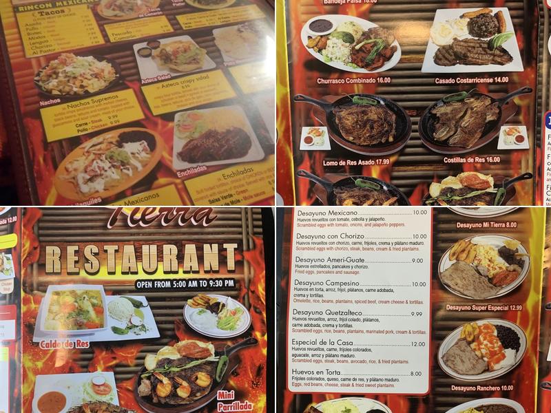 Mi Tierra Menu