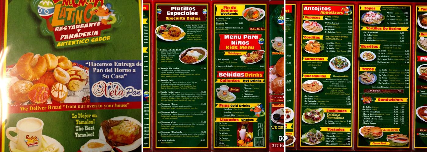 Rinconcito Latino Menu