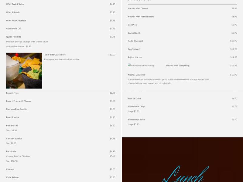 Las Margaritas 2 Menu