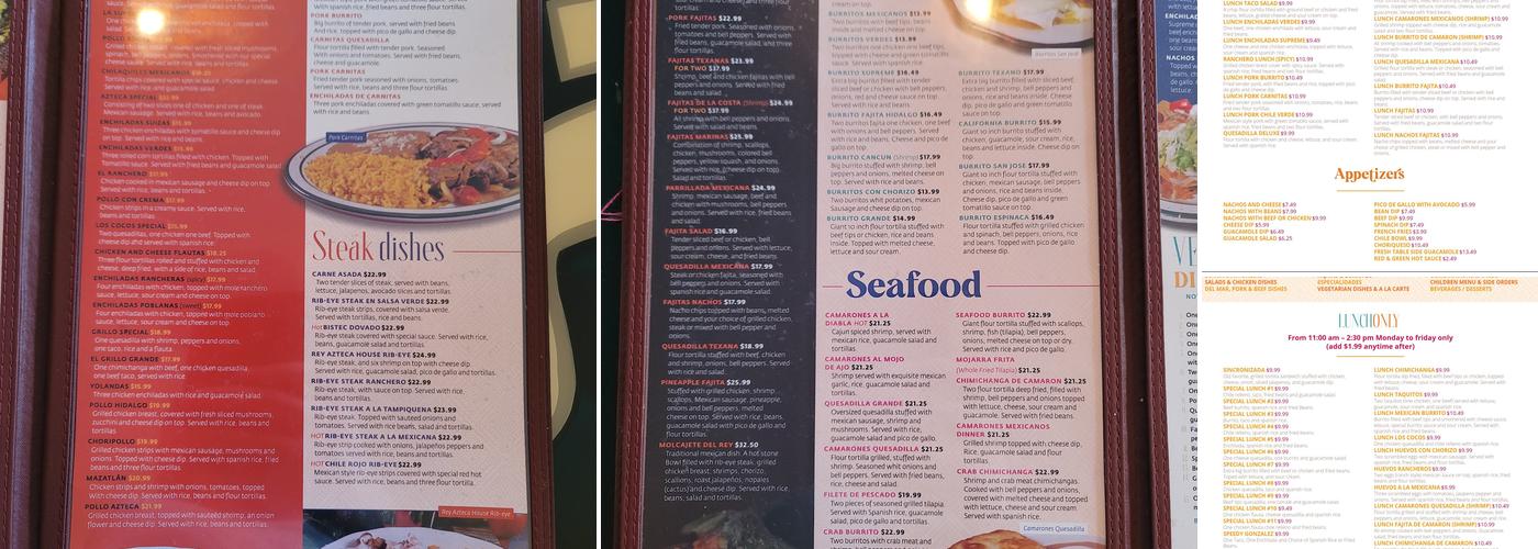 Rey Azteca York Rd - Warminster Menu