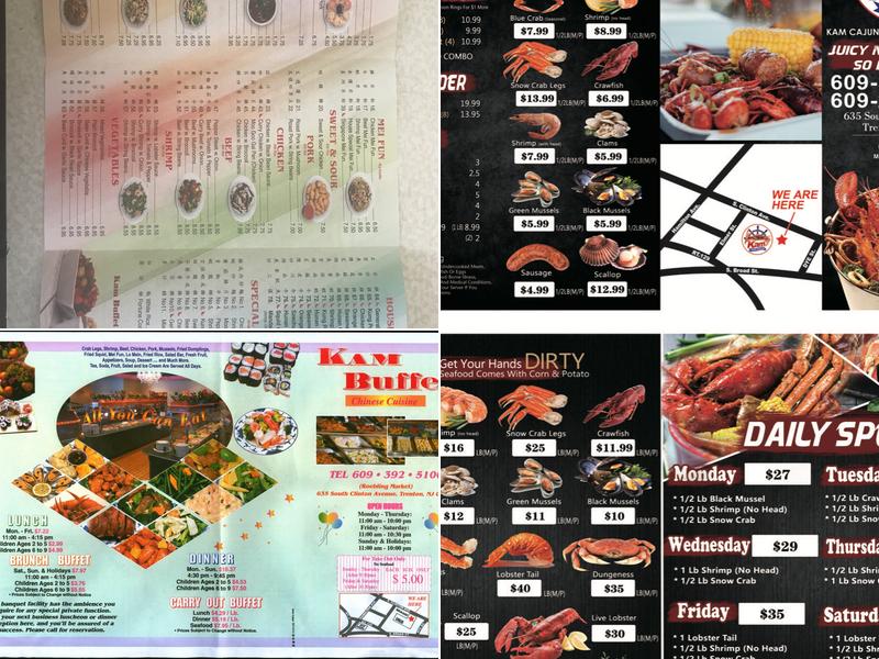Kam Buffet & Kam Cajun Seafood Restaurants Menu
