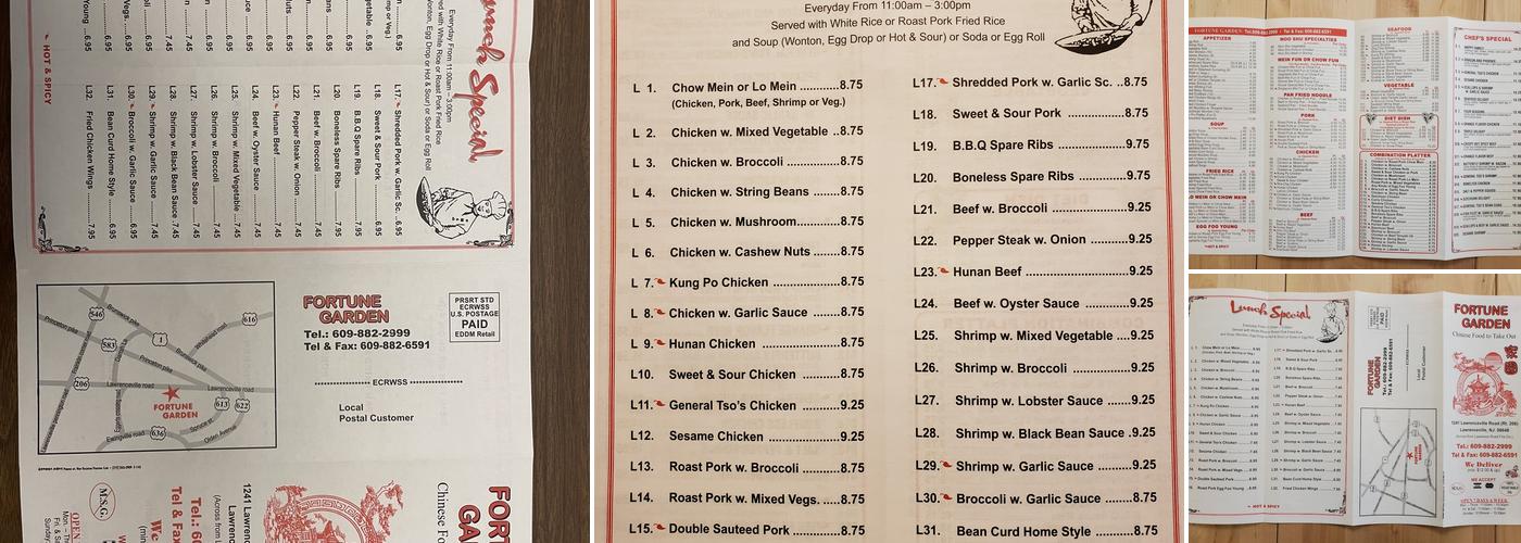 Fortune Garden Menu