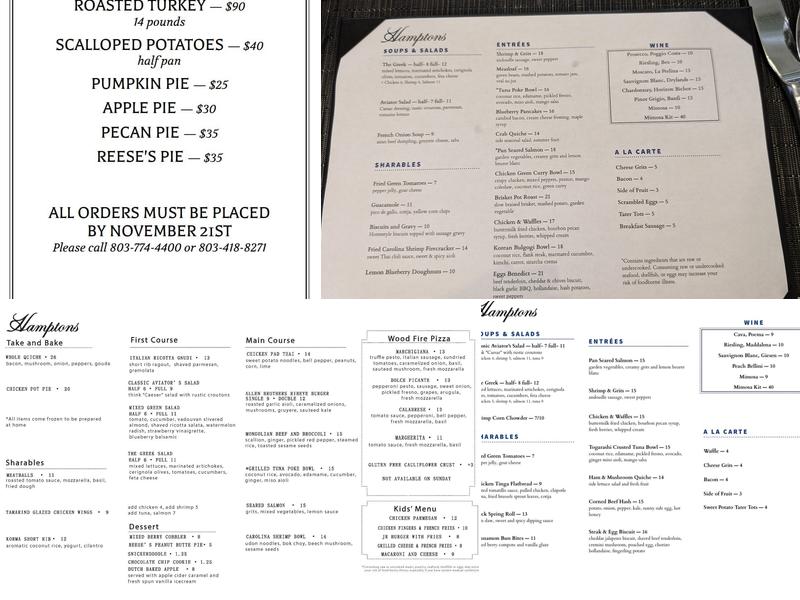 Hamptons Menu