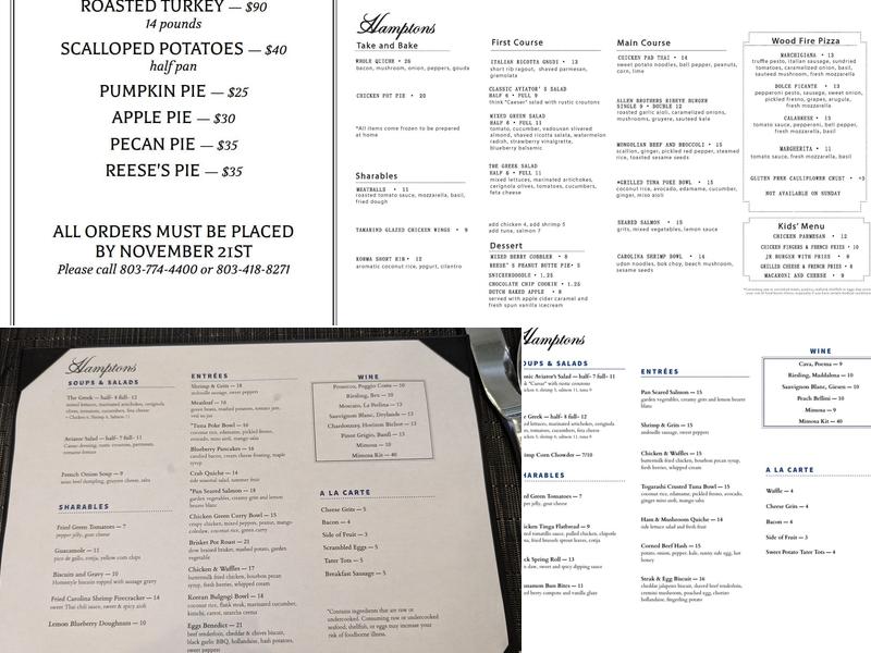 Hamptons Menu