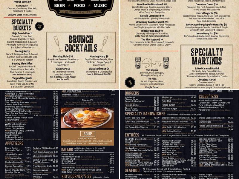 Palace Diner & Tapped Bar Menu