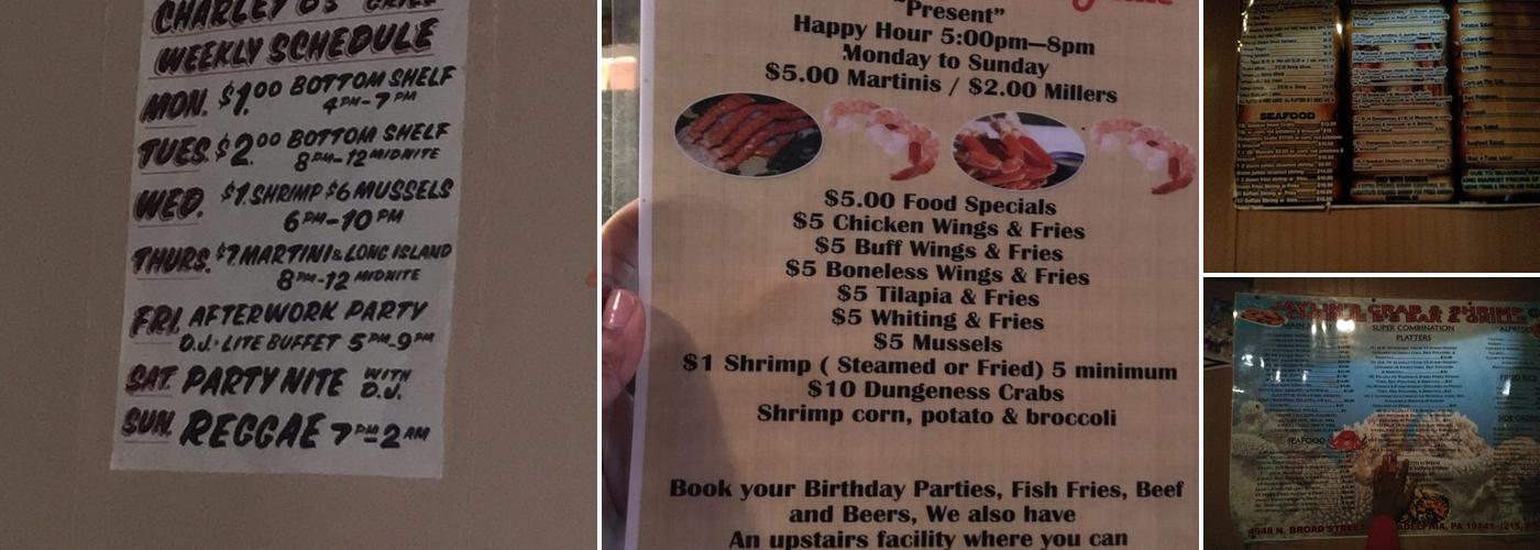 Charley B's Bar & Grill Menu