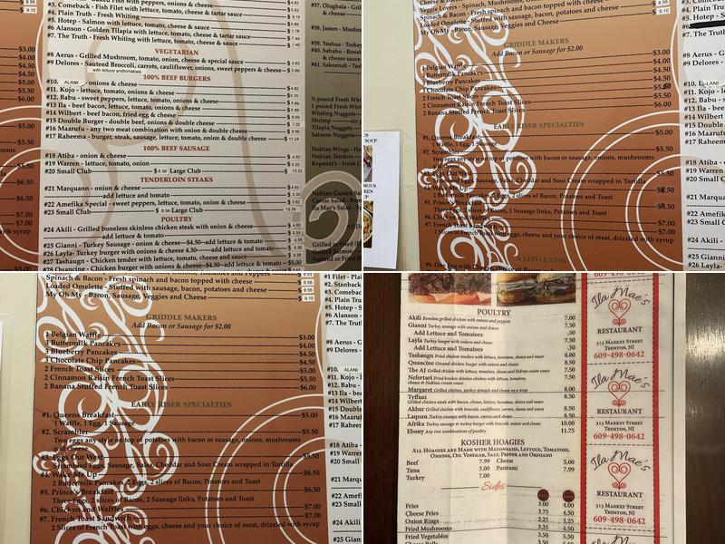 Ila Mae's Restaurant Menu