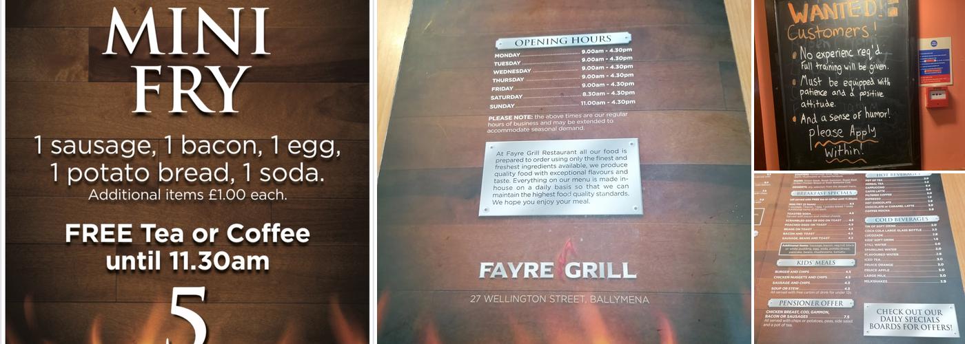 Fayre Grill Menu