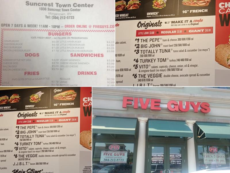 Five Guys Menu