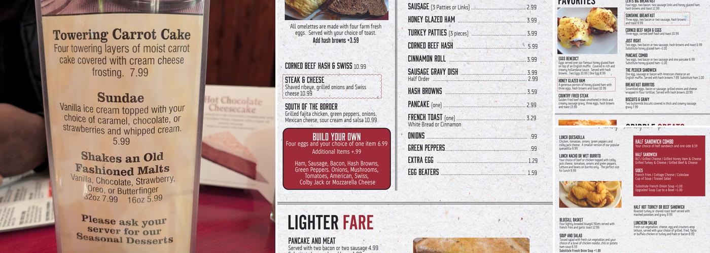 Levi's Food & Spirits Menu