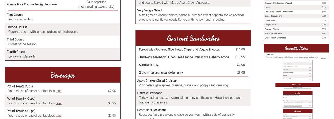 Johanna May's Fine Teas Menu