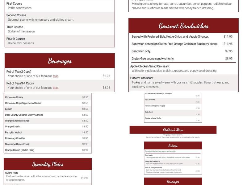 Johanna May's Fine Teas Menu