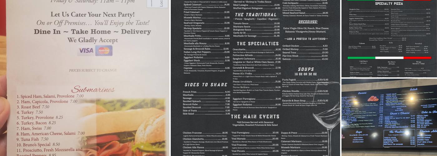 Bruno's Pizza Menu
