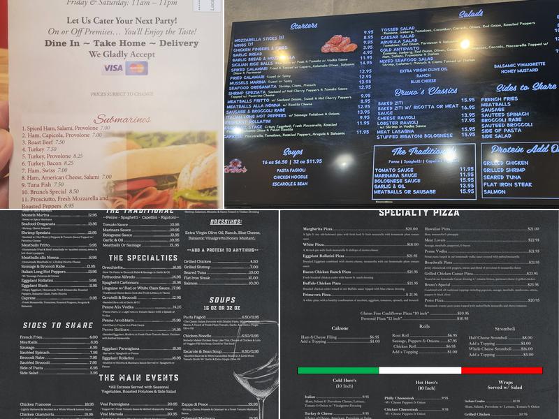 Bruno's Pizza Menu