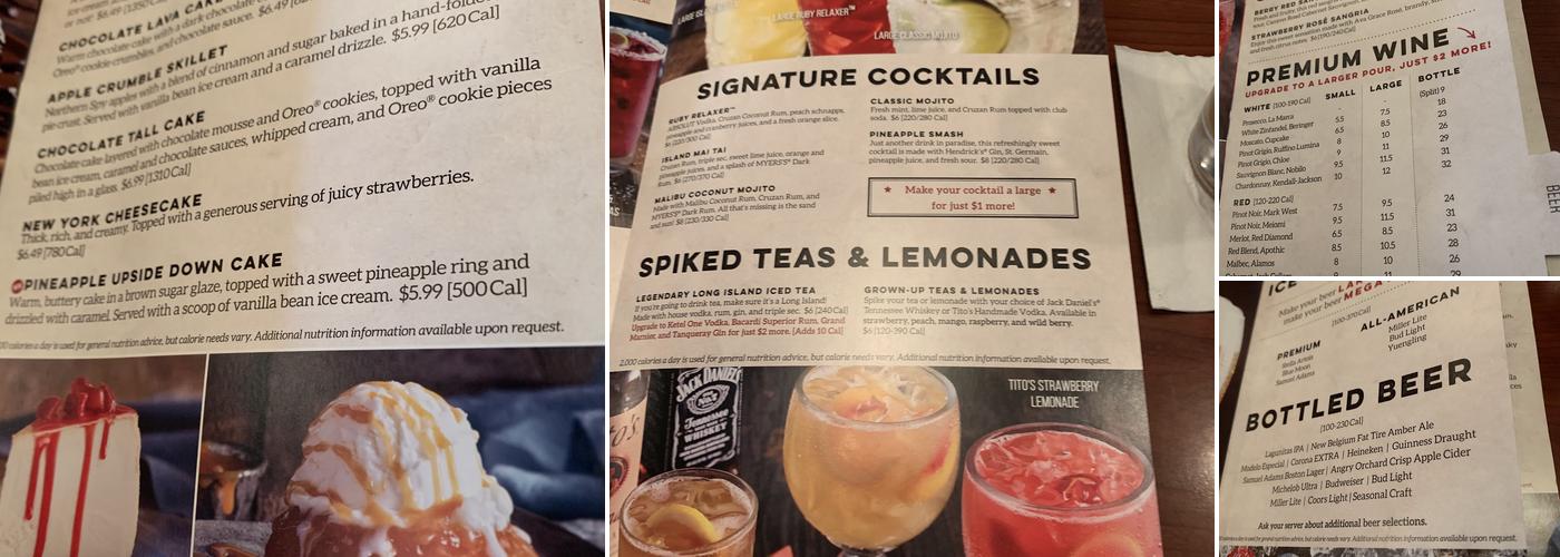 Ruby Tuesday Menu