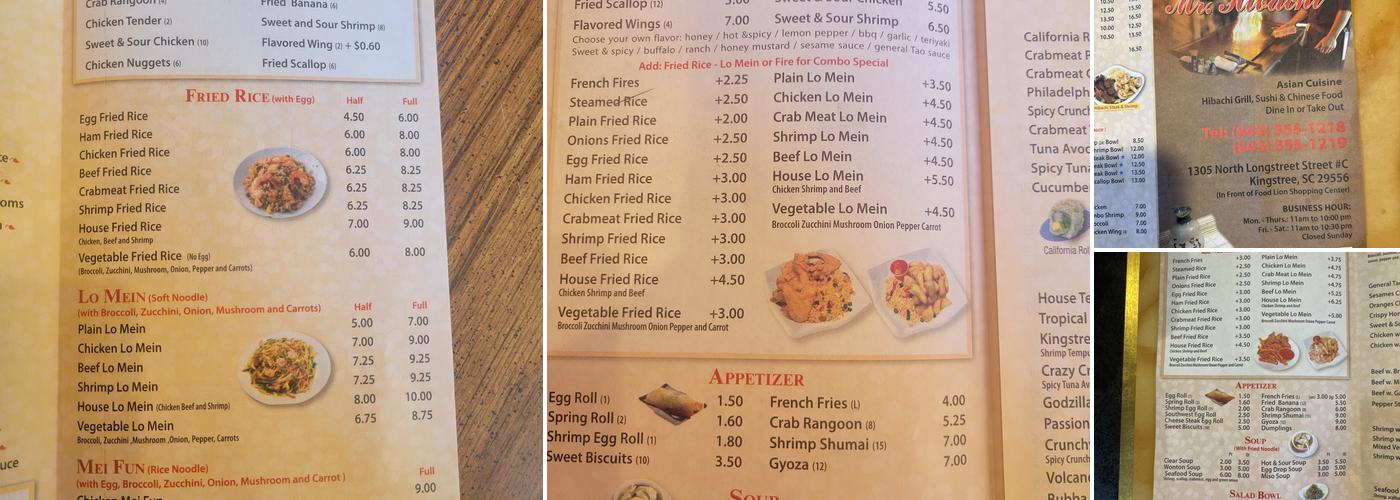 Mr. Hibachi Menu