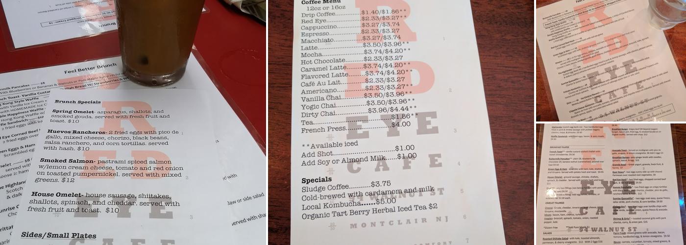 Red Eye Cafe Menu