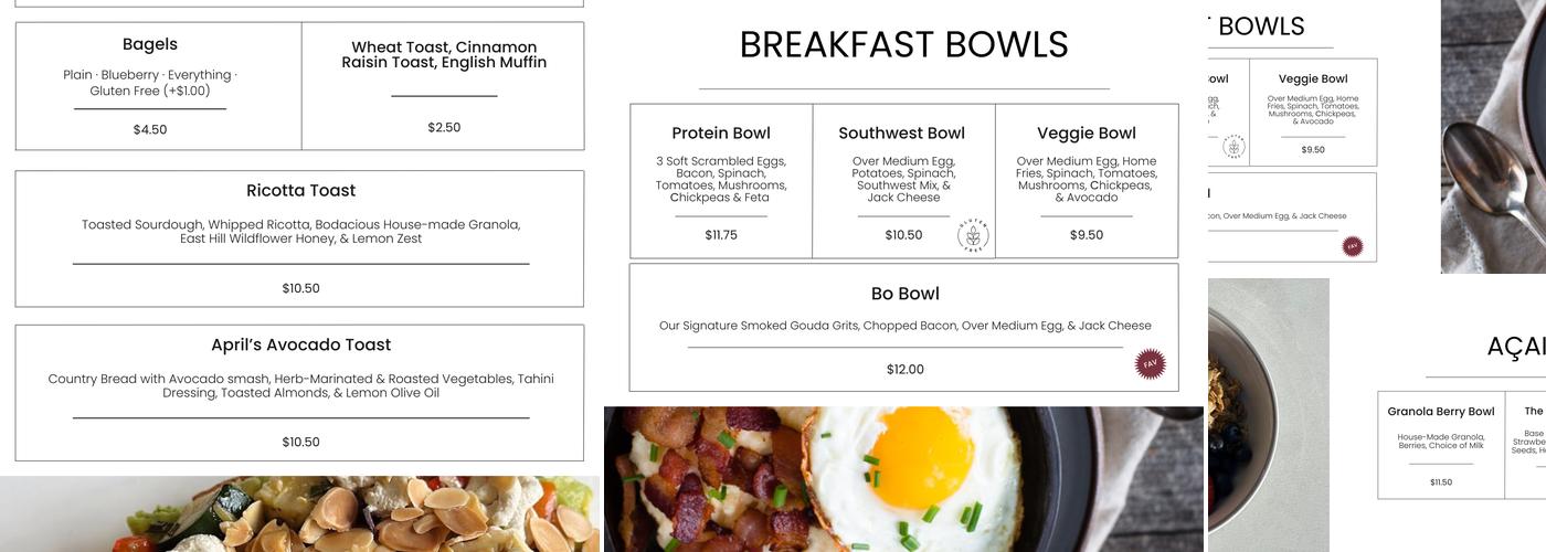 Bodacious Shops Menu