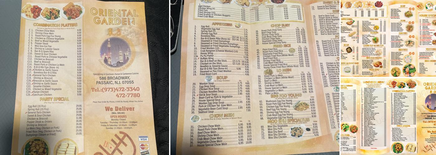 Oriental Garden Menu