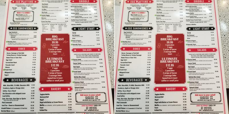 Red Hawk Diner Menu